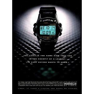 1993 Timex Atlantis 100 Sports Watch Indiglo Vintage Print Ad Wall Art